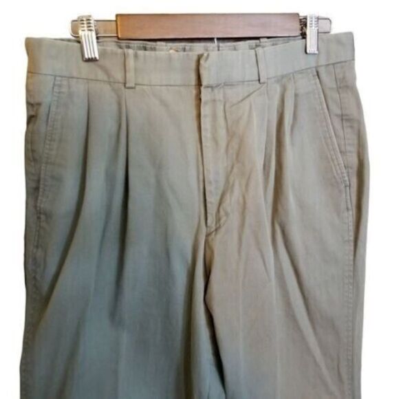 Lands' End Mens Size 34R Gray  Solid Straight Leg Chino Khaki Pants - Picture 9 of 10